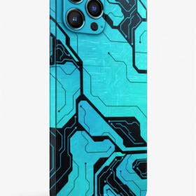Blue circuit design mobile skin