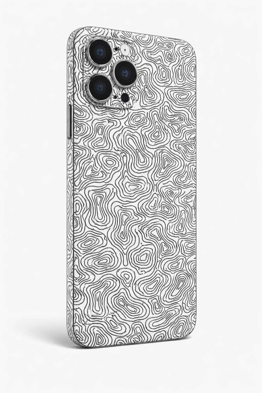 abstract white and black topographic lines pattern mobile skin - Image 3